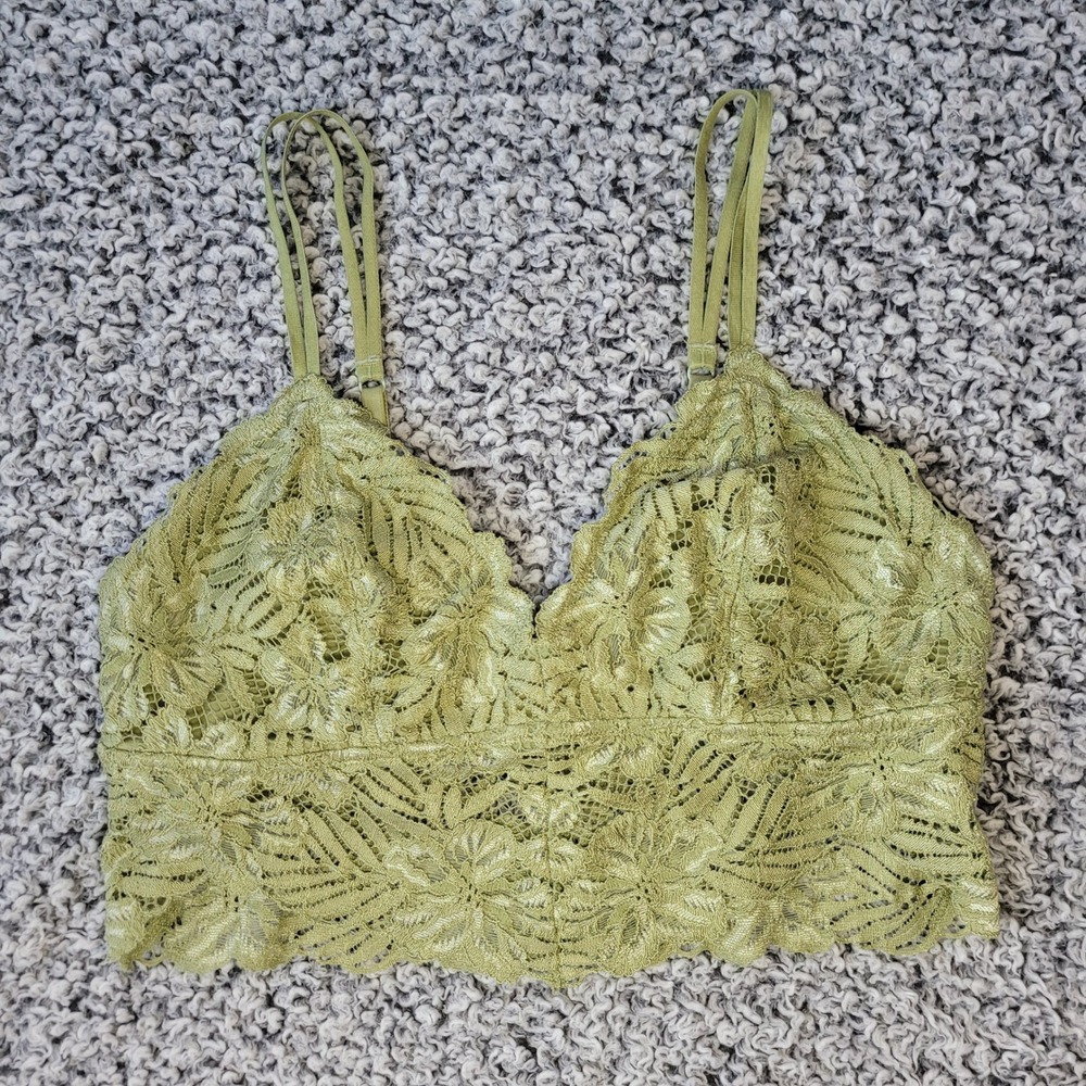 Aerie sage grene floral lace bralette v neck fairy grunge earthy bohemian hippie